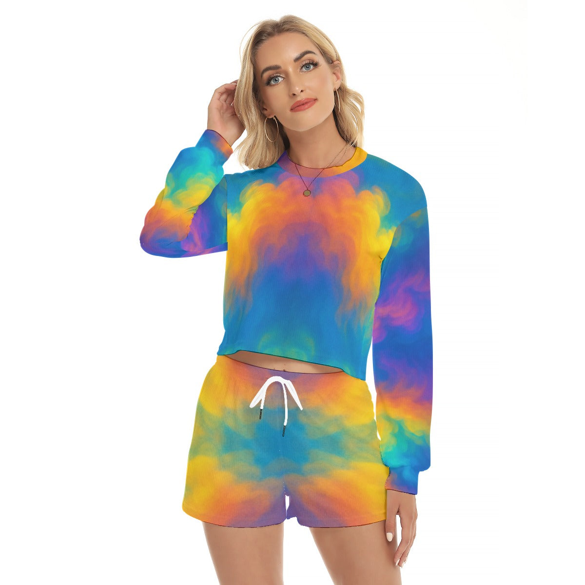 Women's Short Sweatshirt And Pants Suit