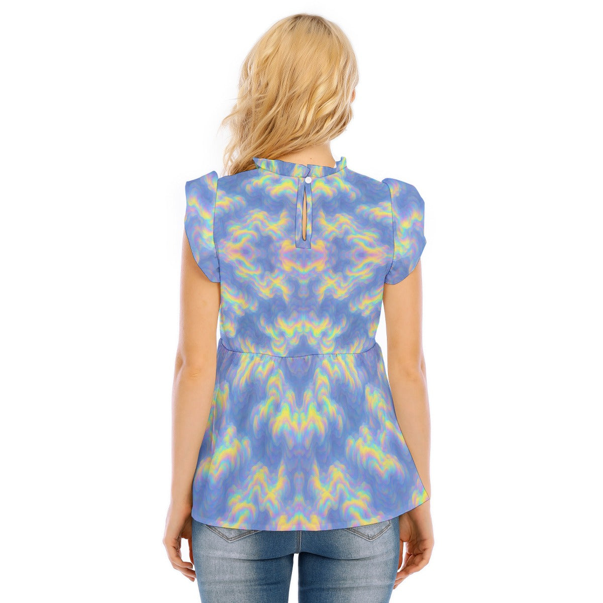 Women's Blouse With Lotus Leaf Lace