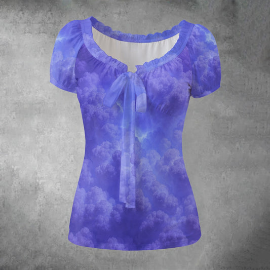 Women's Puff Sleeve Pleated Shirt