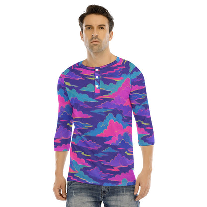Men's Bracelet Sleeve T-shirt With Button Closure - view 1