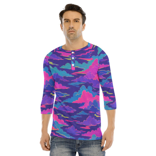 Men's Bracelet Sleeve T-shirt With Button Closure - view 1