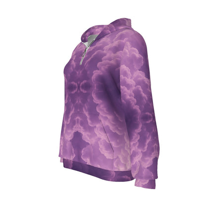 Women's Borg Fleece Hoodie With Half Zip