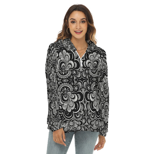 Women's Borg Fleece Hoodie With Half Zip