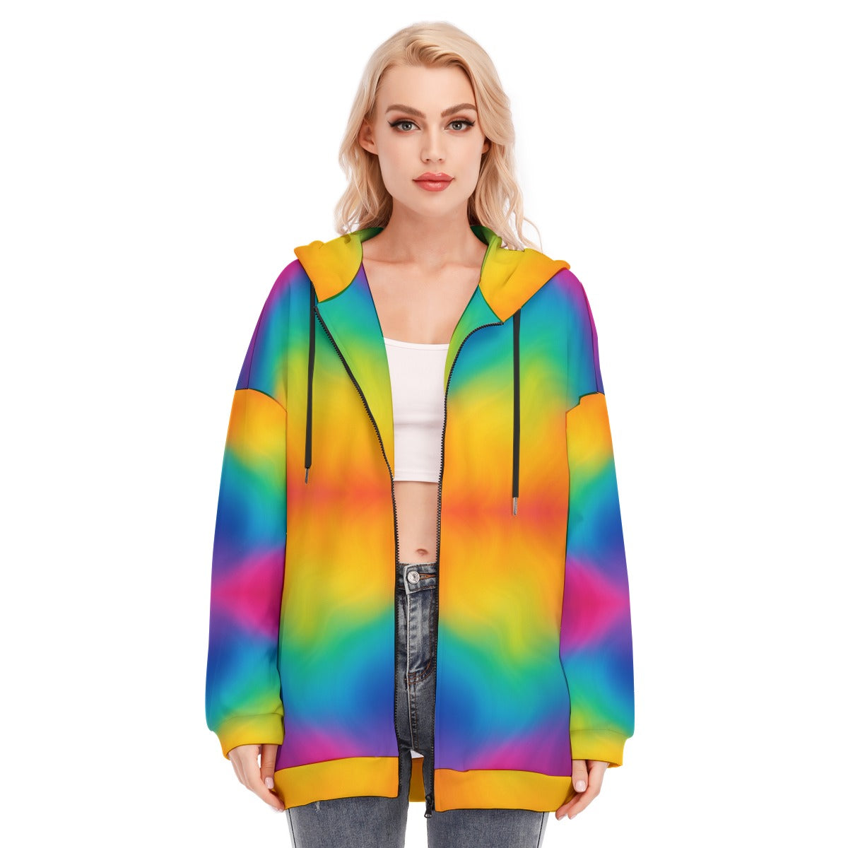 Women's Long Hoodie With Zipper Closure