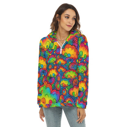 Women's Borg Fleece Hoodie With Half Zip