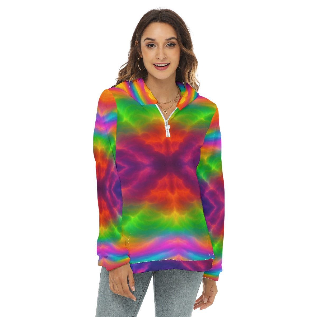 Women's Borg Fleece Hoodie With Half Zip