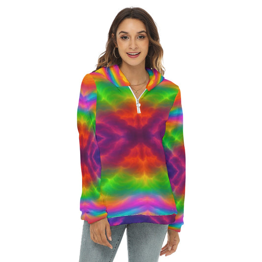 Women's Borg Fleece Hoodie With Half Zip