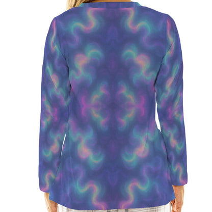 Women's Loose V-Neck T-Shirt With Long Sleeve