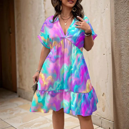 Women’s Floral V-Neck Short Sleeve Dress