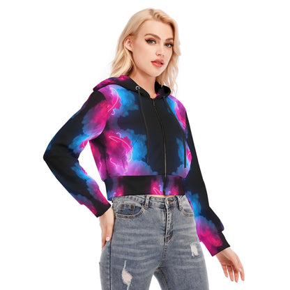 Women's Crop Top Hoodie With Zipper Closure