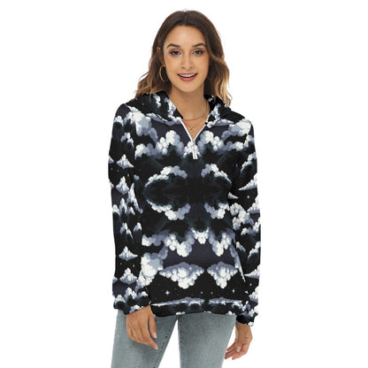 Women's Borg Fleece Hoodie With Half Zip