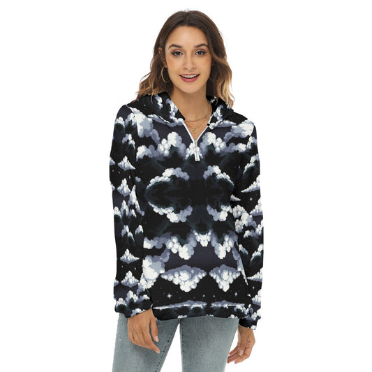 Women's Borg Fleece Hoodie With Half Zip