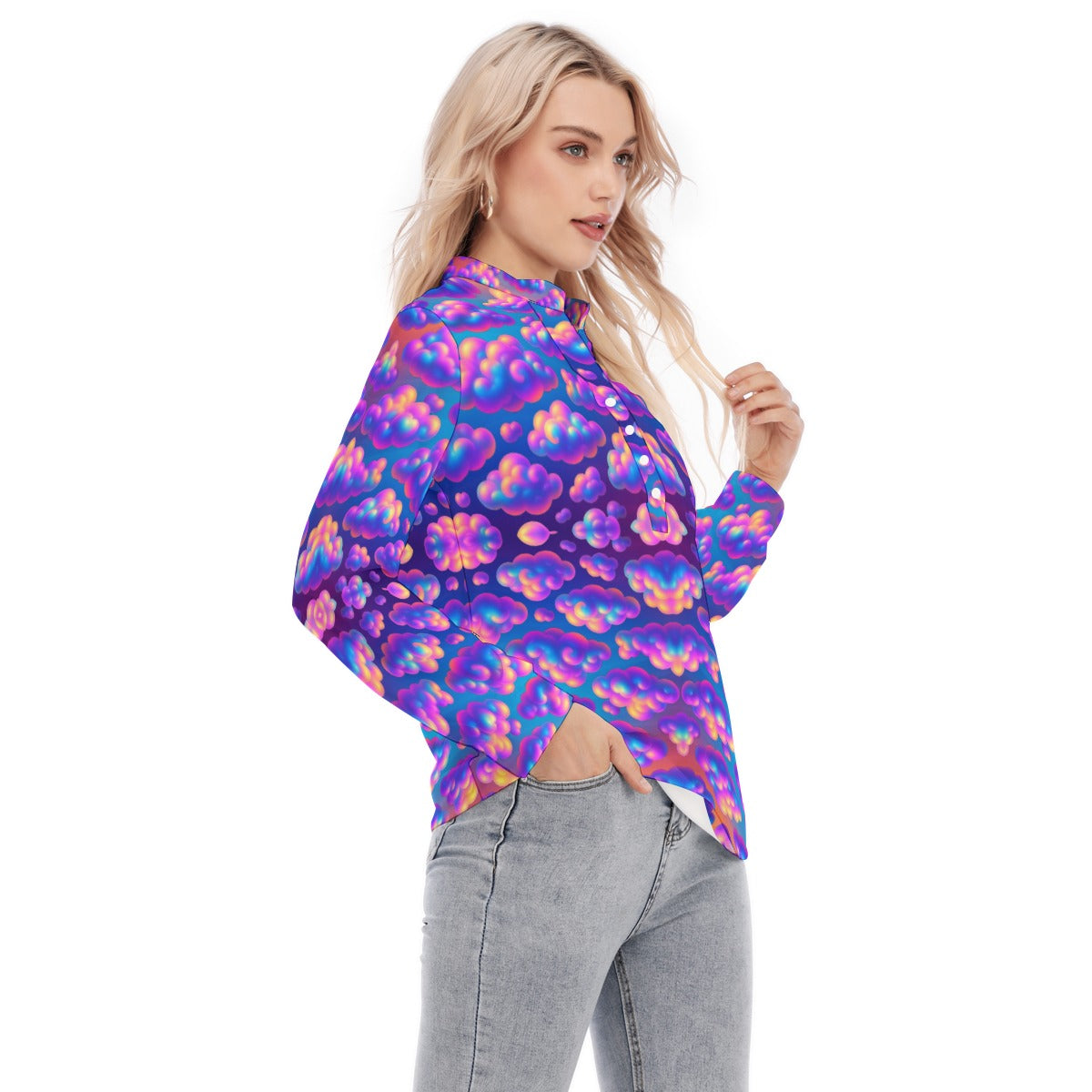 Women's Long Sleeve Blouse With Button Closure