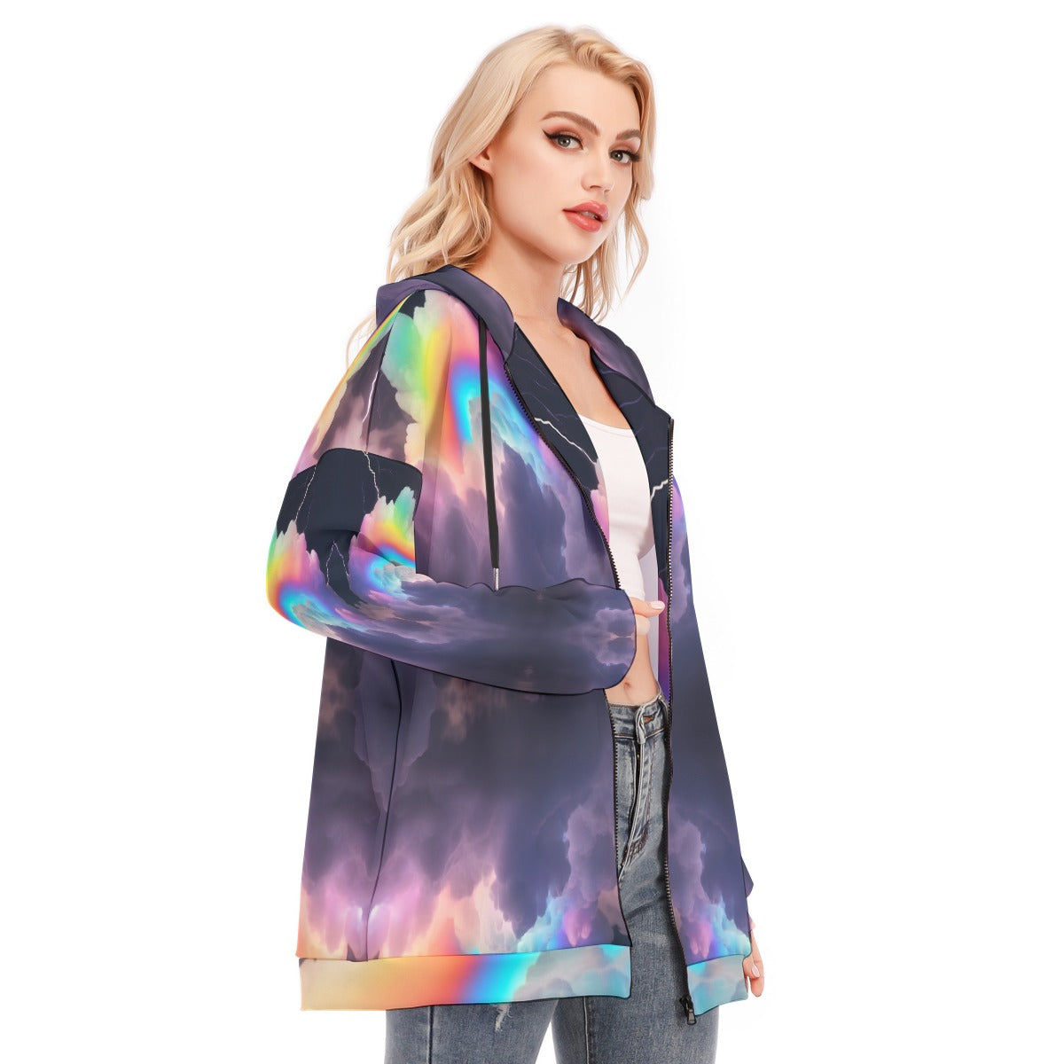 Women's Long Hoodie With Zipper Closure
