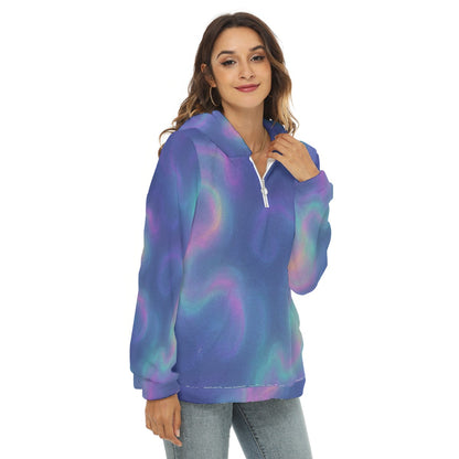 Women's Borg Fleece Hoodie With Half Zip