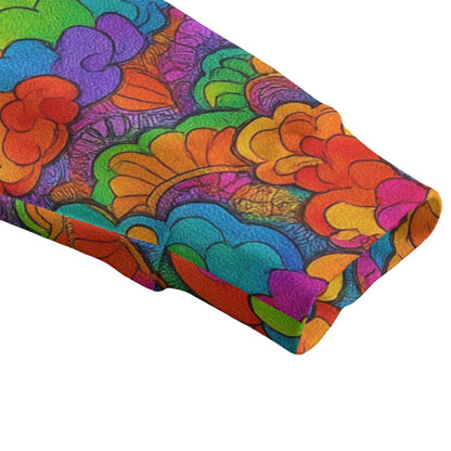 Unisex V-neck Knitted Fleece Cardigan With Button Closure