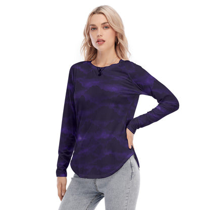 Women's Raglan Sleeves U-Shaped Hem Long Sleeves Blouse
