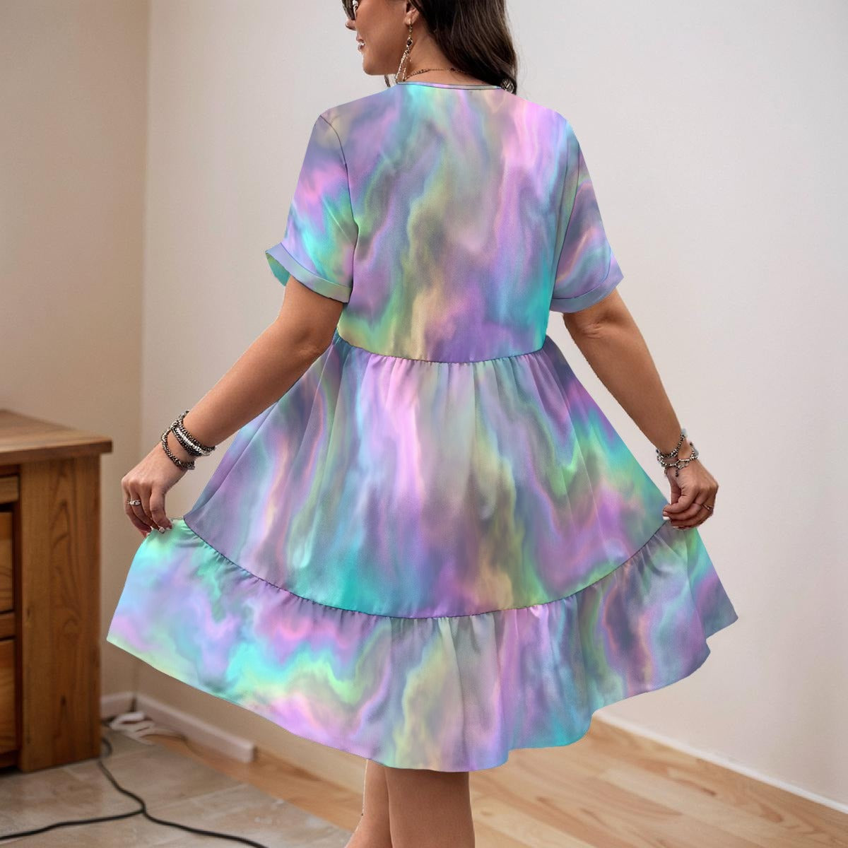 Women’s Floral V-Neck Short Sleeve Dress