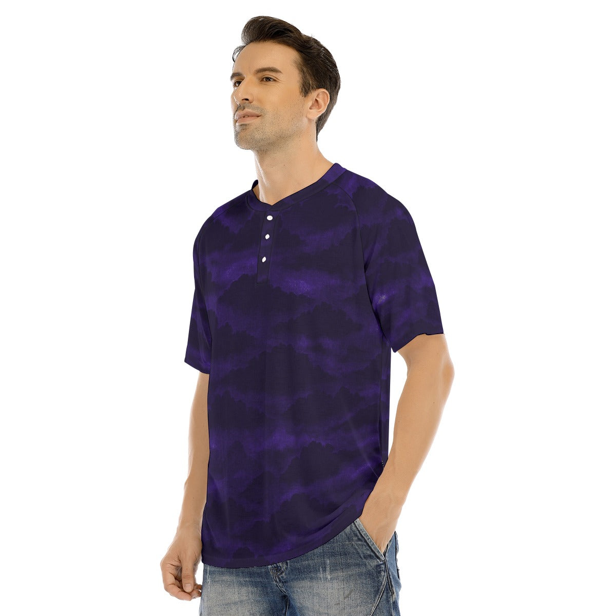 Men's Raglan Sleeve T-shirt With Button Closure