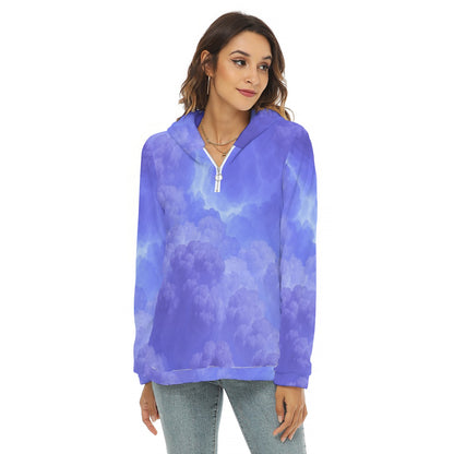 Women's Borg Fleece Hoodie With Half Zip