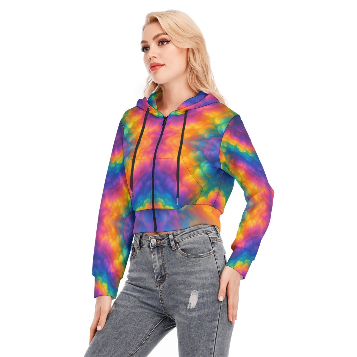 Women's Crop Top Hoodie With Zipper Closure