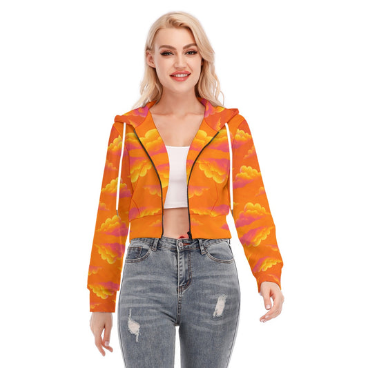 Women's Crop Top Hoodie With Zipper Closure