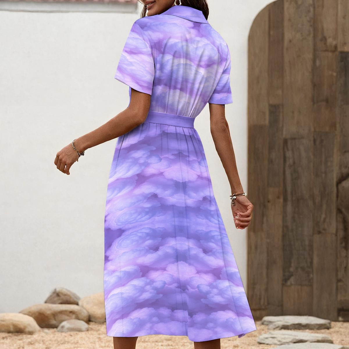 Women's Shirt Dress with Waist Tie