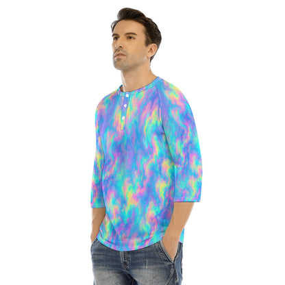 Men's Bracelet Sleeve T-shirt With Button Closure - view 3