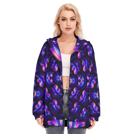 Women's Long Hoodie With Zipper Closure
