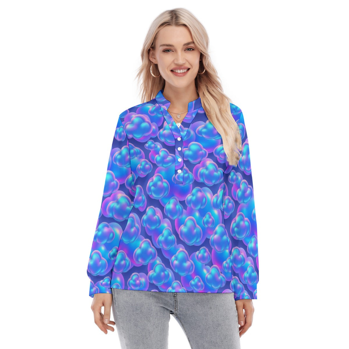 Women's Long Sleeve Blouse With Button Closure