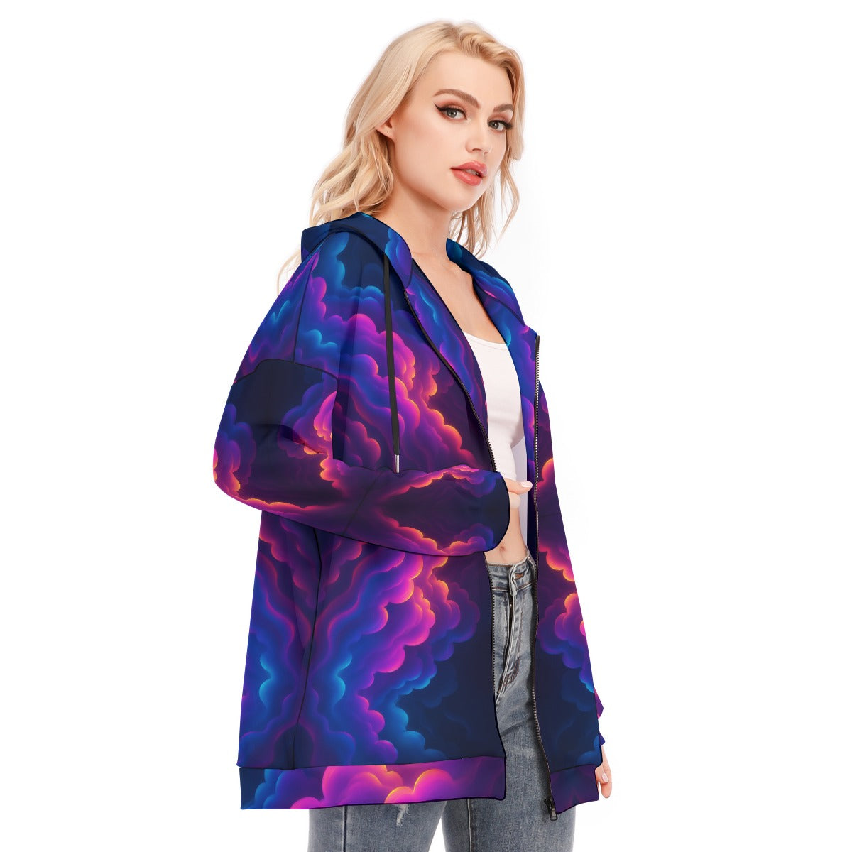 Women's Long Hoodie With Zipper Closure
