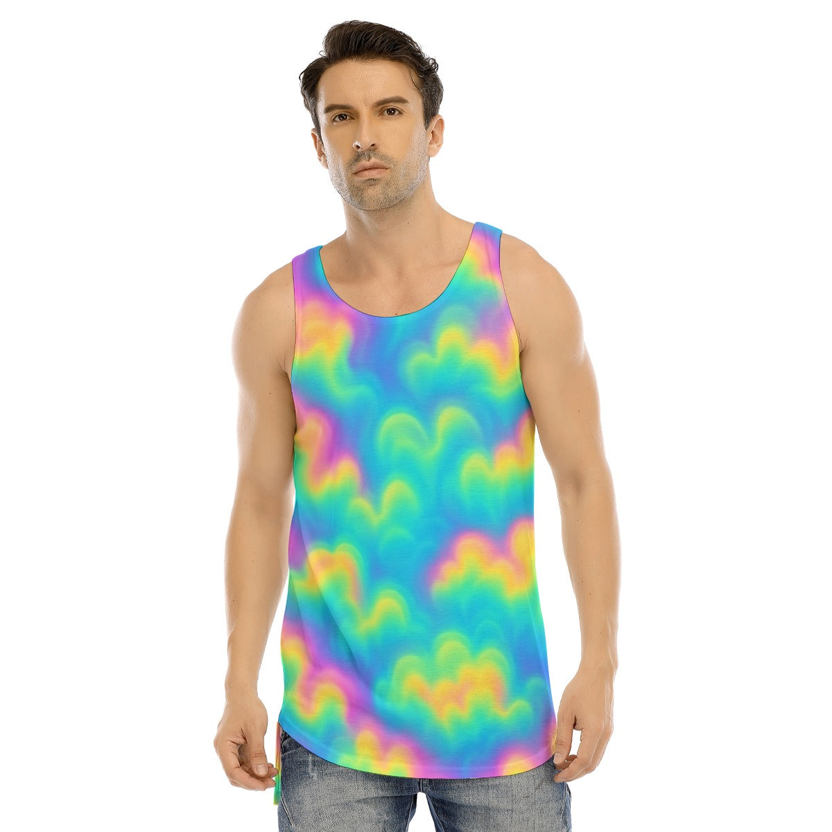 Men's Curved Hem Long Tank Top