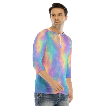 Men's Bracelet Sleeve T-shirt With Button Closure - view 2