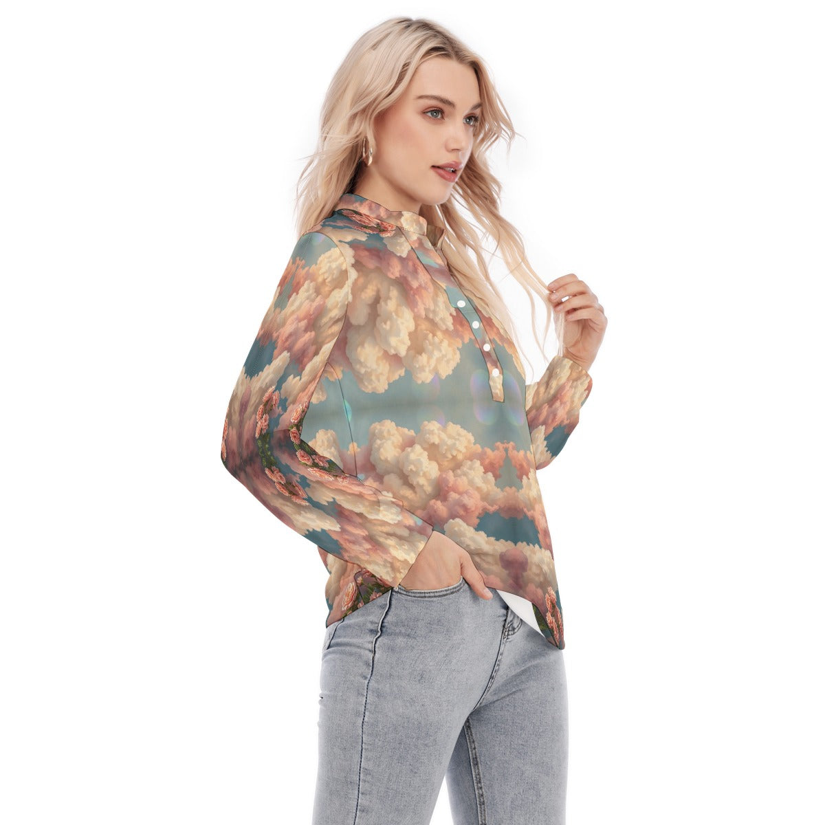 Women's Long Sleeve Blouse With Button Closure