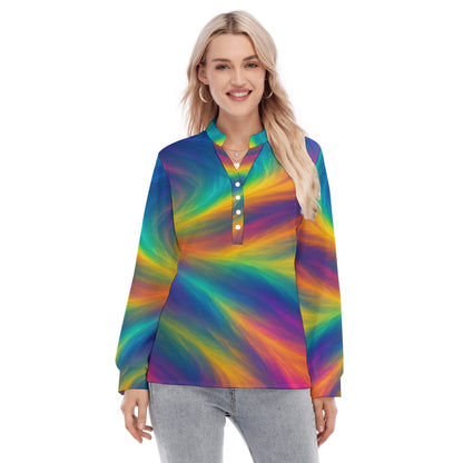 Women's Long Sleeve Blouse With Button Closure