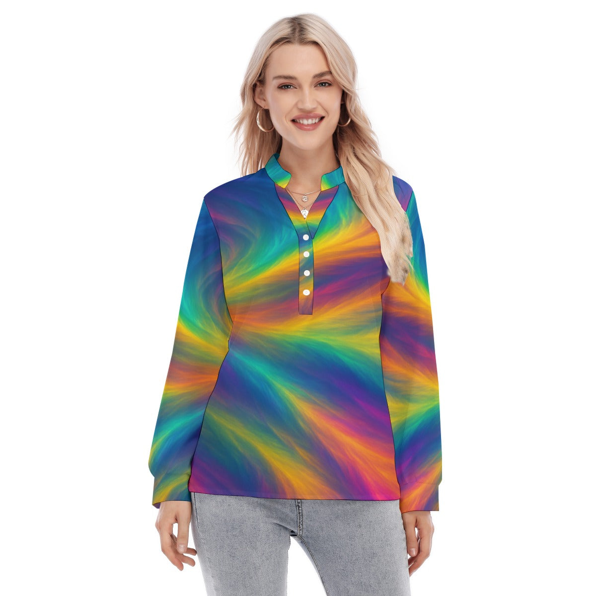 Women's Long Sleeve Blouse With Button Closure