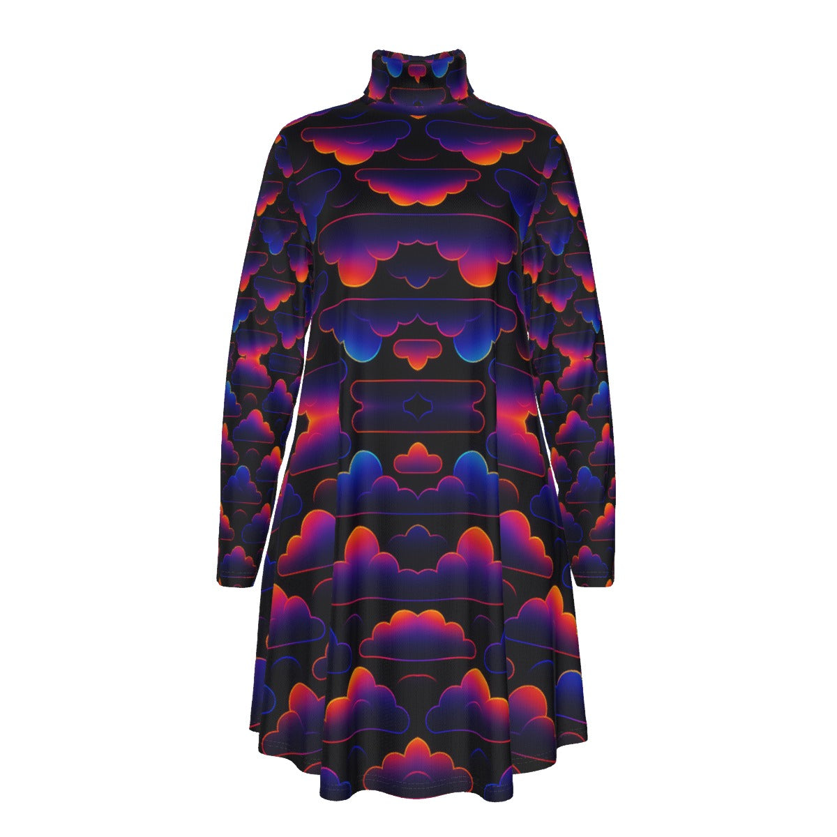 Women's High Neck Dress With Long Sleeve