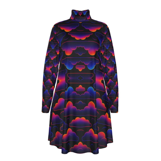 Women's High Neck Dress With Long Sleeve