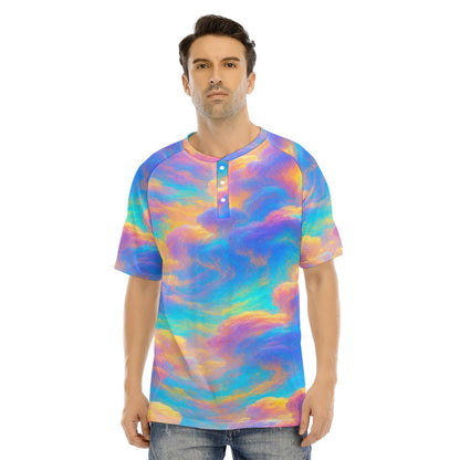 Men's Raglan Sleeve T-shirt With Button Closure