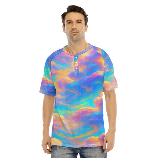 Men's Raglan Sleeve T-shirt With Button Closure