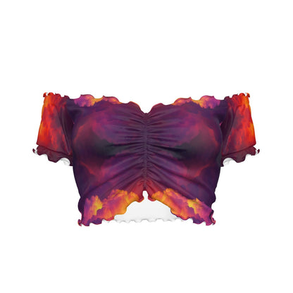 Women's One-shoulder Off-the-navel Short Sleeve T-shirt