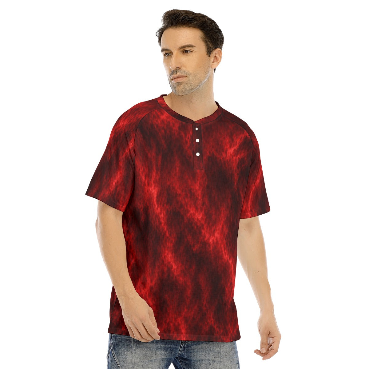 Men's Raglan Sleeve T-shirt With Button Closure