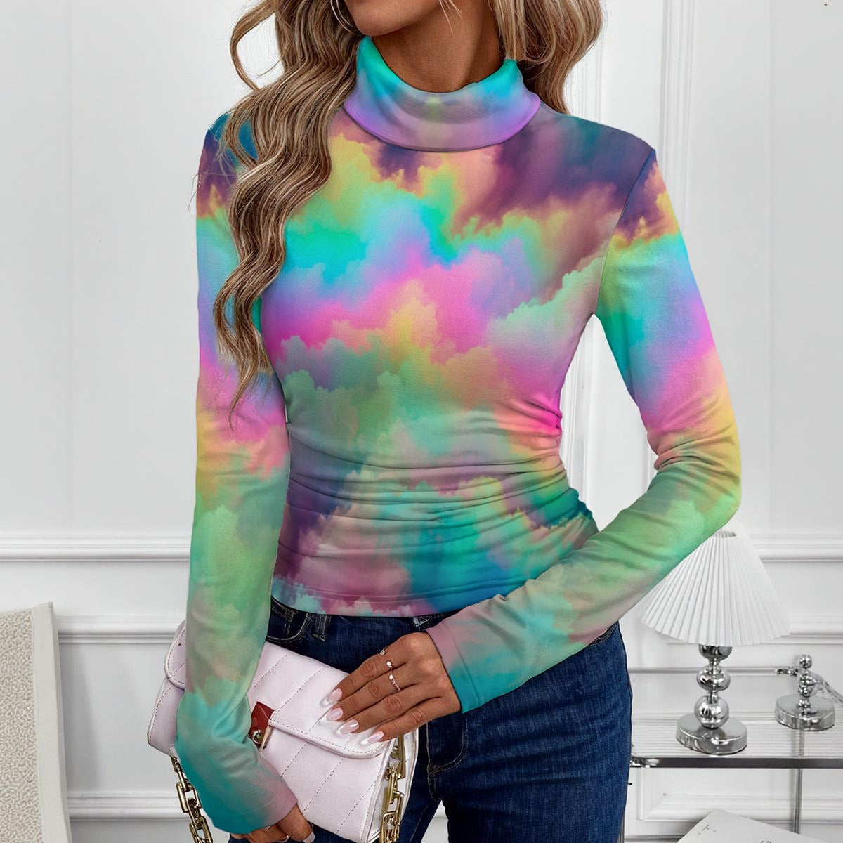 Women's Women's High-Neck Top With Long Sleeve