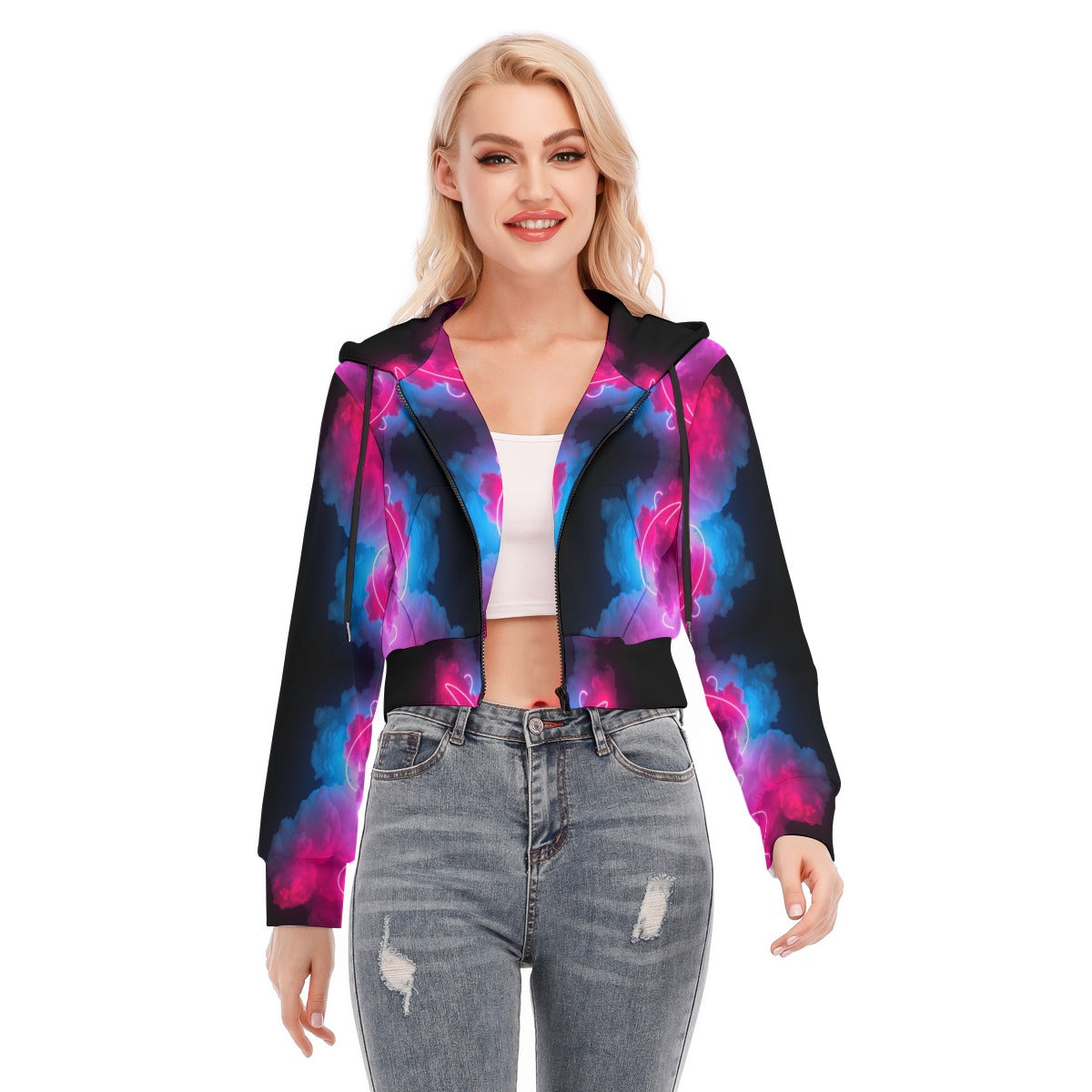 Women's Crop Top Hoodie With Zipper Closure
