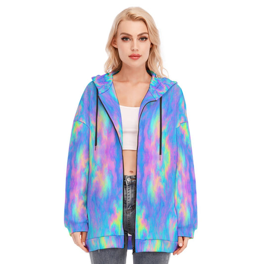 Women's Long Hoodie With Zipper Closure
