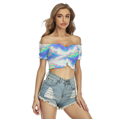 Women's One-shoulder Off-the-navel Short Sleeve T-shirt
