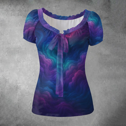 Women's Puff Sleeve Pleated Shirt