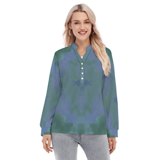 Women's Long Sleeve Blouse With Button Closure