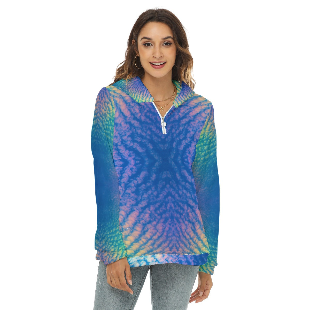 Women's Borg Fleece Hoodie With Half Zip