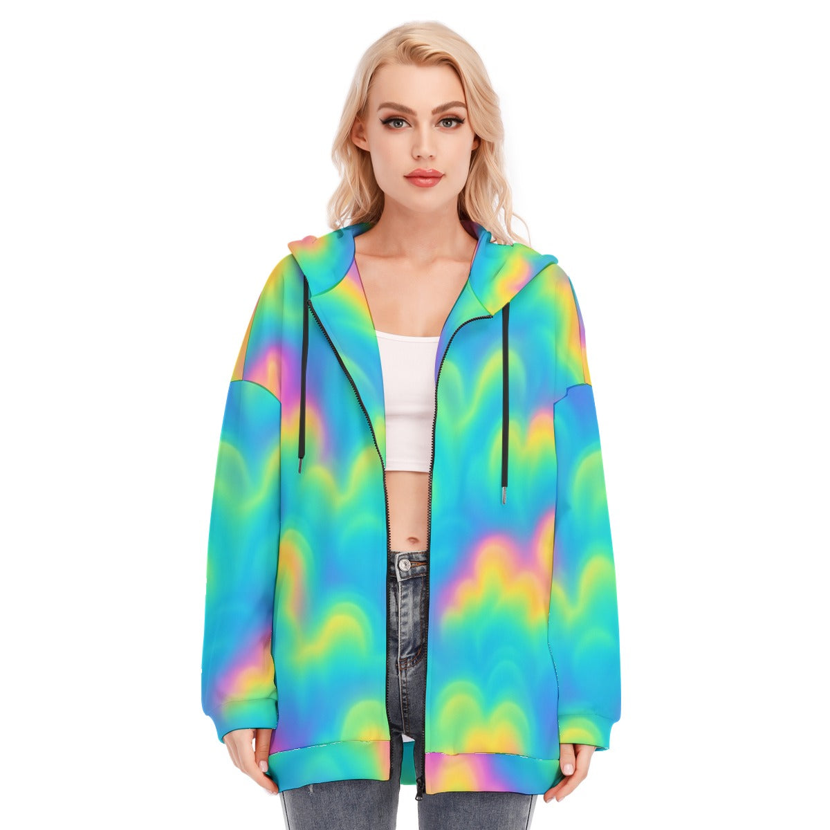 Women's Long Hoodie With Zipper Closure